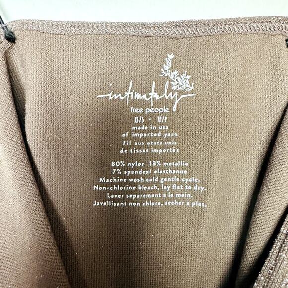 Intimately Free People NWOT Brown Metallic Scoop Neck Brami Crop Top Size XS/S - Picture 5 of 5